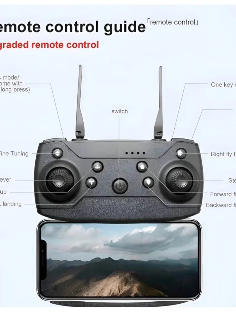 Black Foldable Camera Drone with Blue LED - High-Stability Quadcopter